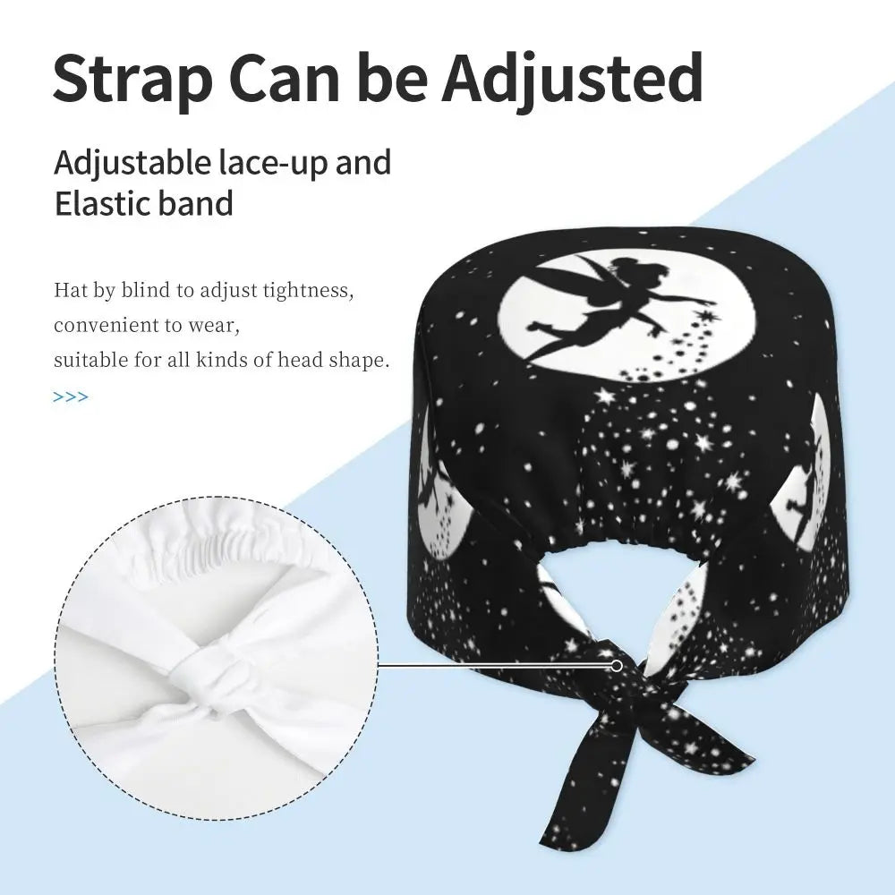 Custom Tinker Bell Breathable Nursing Work Cap Surgical Scrub Caps Unisex Nurse Medical Cap Cartoons Scrubs Hat Medical Surgical