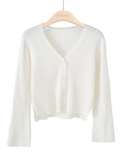 Autumn Women Long Sleeve Knitted short Cardigan Sweater Winter Casual Loose V Neck Bottons Sweater Coat Elegant Winter Clothes