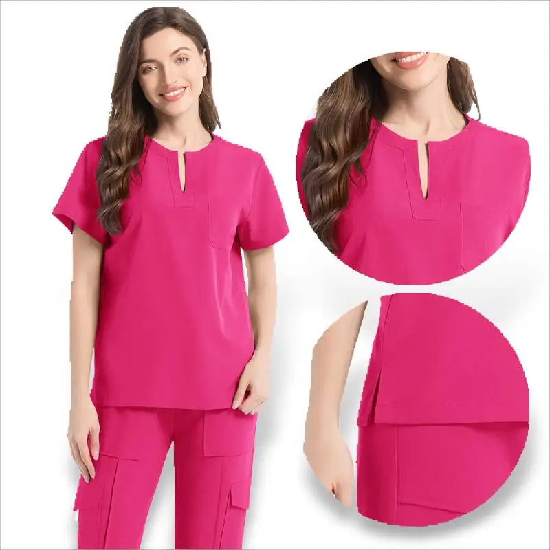 2 Pcs Medical Scrubs Uniform for Women Nurse Scrub Set with Pocket Nursing Operating Room Clothes