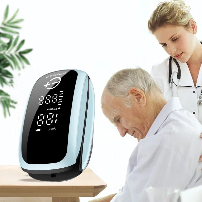 Rechargeable Fingertip Pulse Oximeter Medical Oximeter Strap Lanyard Blood Oxygen Saturation Monitor Digital LED Display Child