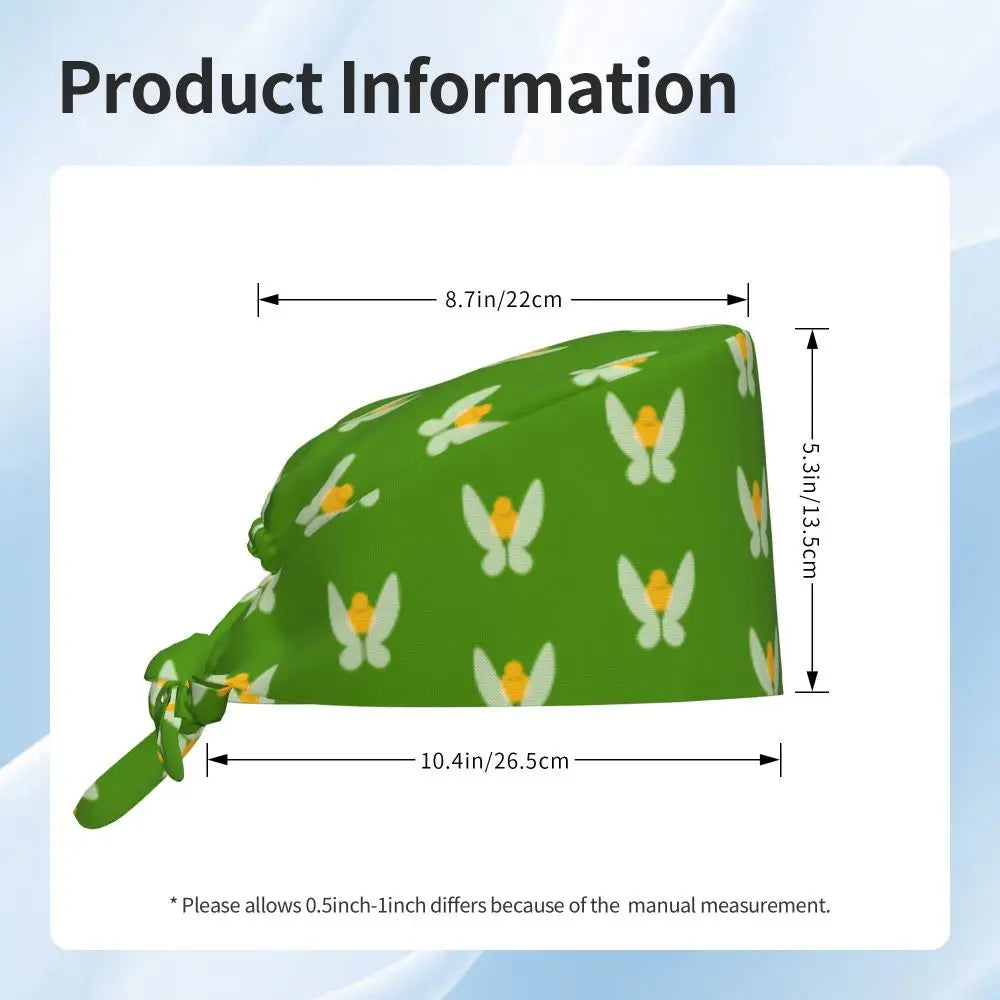 Custom Tinker Bell Breathable Nursing Work Cap Surgical Scrub Caps Unisex Nurse Medical Cap Cartoons Scrubs Hat Medical Surgical