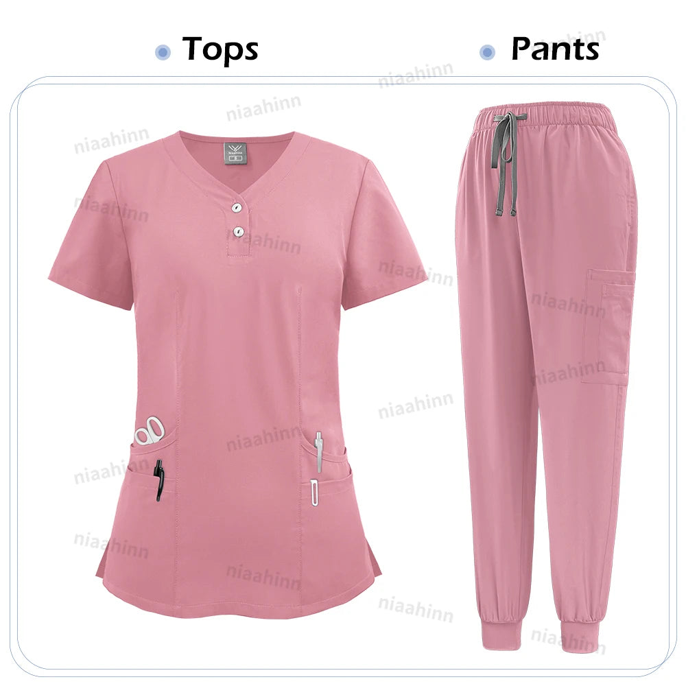 Nurse Women’s Surgical Scrubs Healthcare Nursing Scrub Uniform Thin Breathable Doctor Work Wear Medical Accessories Dental Scrub