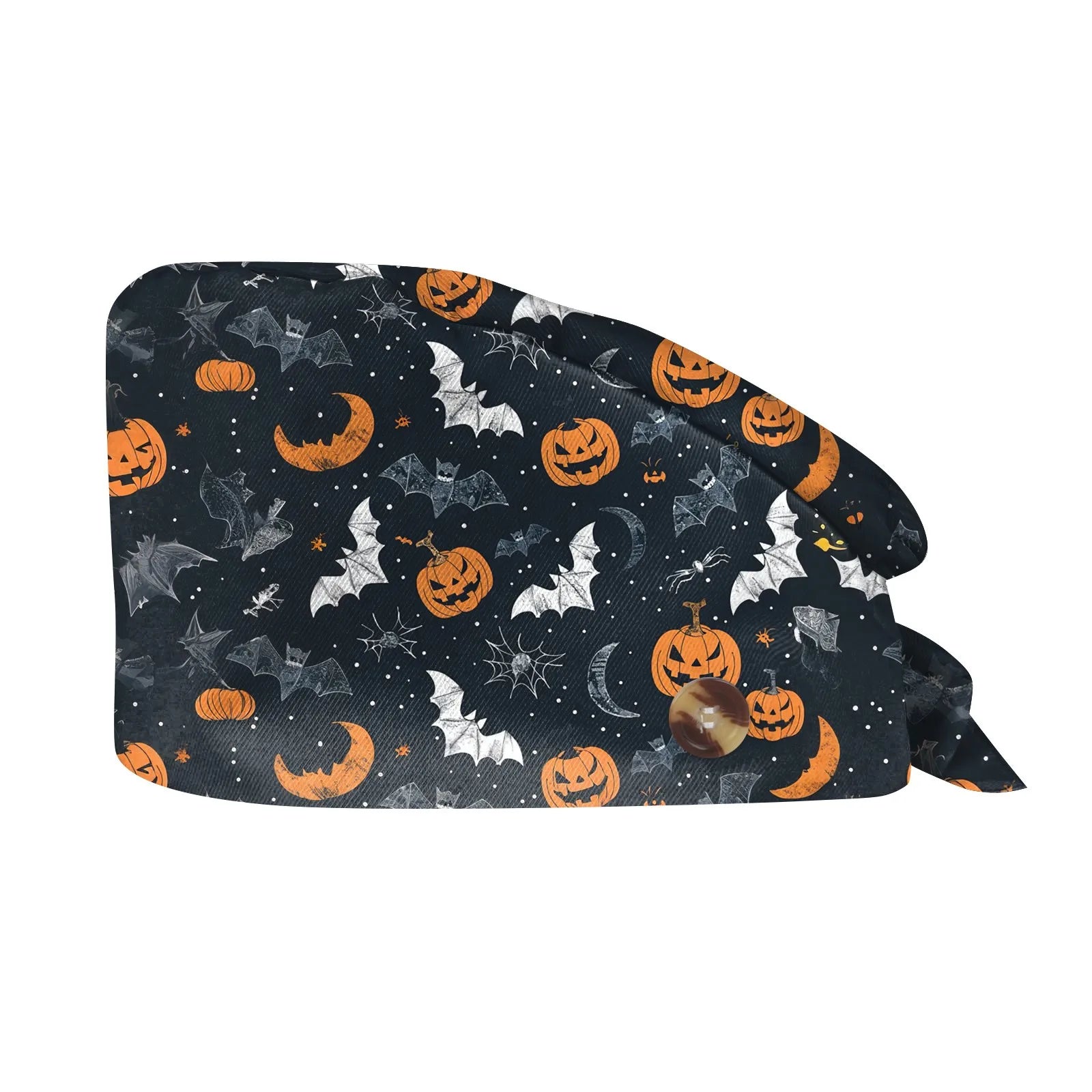 Halloween Print Work Cap Fashionable Casual Women's Printed Elastic Scrub Hat Unisex Work Caps Nurse Accessories Nurse Cap