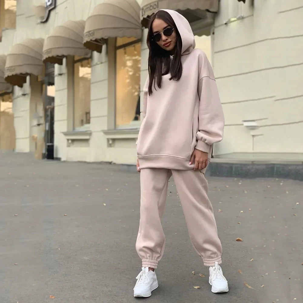autumn tracksuit outfit set Women Two Piece Set hoodies Hooked Leisure Wide Leg Long Pants Sets Slim Fit Office Ladies Autumn