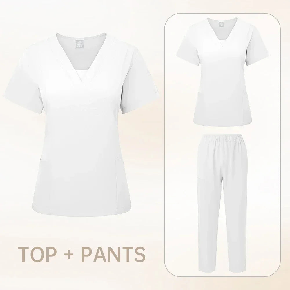 Pet Grooming Institution Scrubs Set High Quality Spa Uniforms Unisex V-Neck Work Clothes Medical Suits Clothes Scrubs Tops Pants