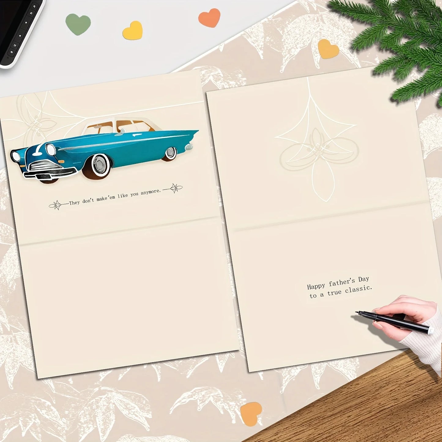 1Pcs Father's Day Card with Envelope (Vintage Classic Car, Don't Make 'Em Like You Anymore), Happy Fathers Day Card