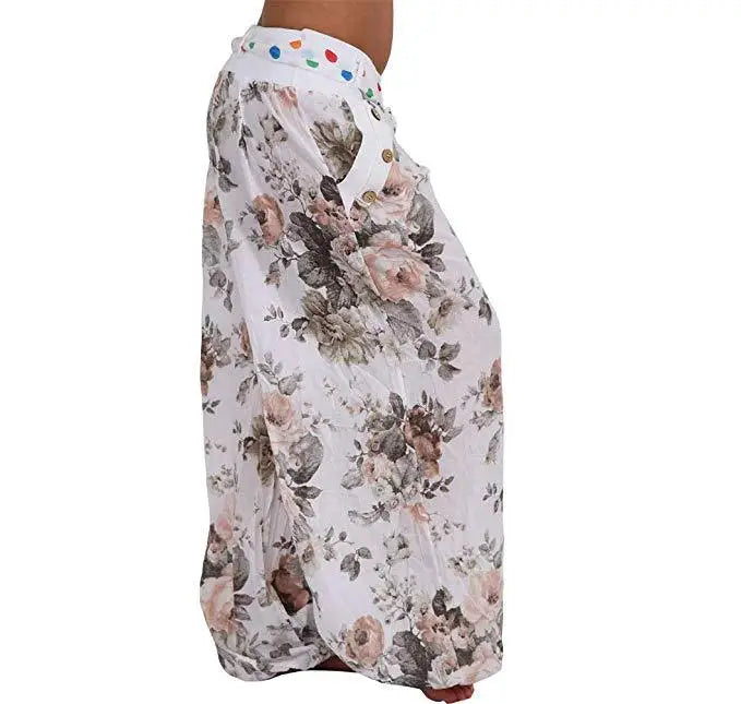 Autumn and winter women's clothing long Haren pants new digital print long wide leg pants Haren casual pants casual plus size