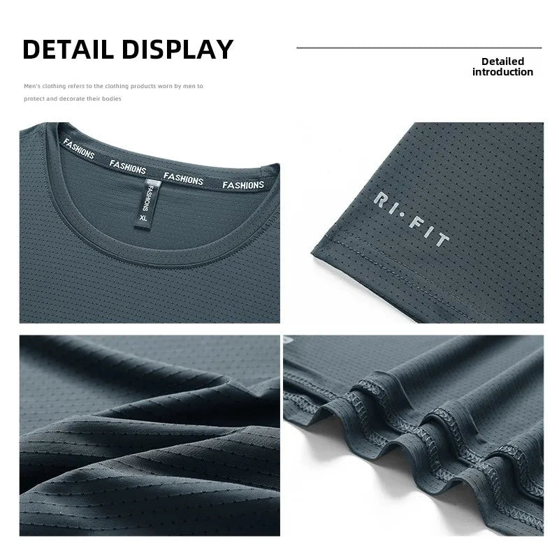 High-Quality Ice Silk T-Shirts Men Plus Size 8XL Male Tshirt Man Tee Shirt Breathable Wearing Tee Tops Running Fast Shipping