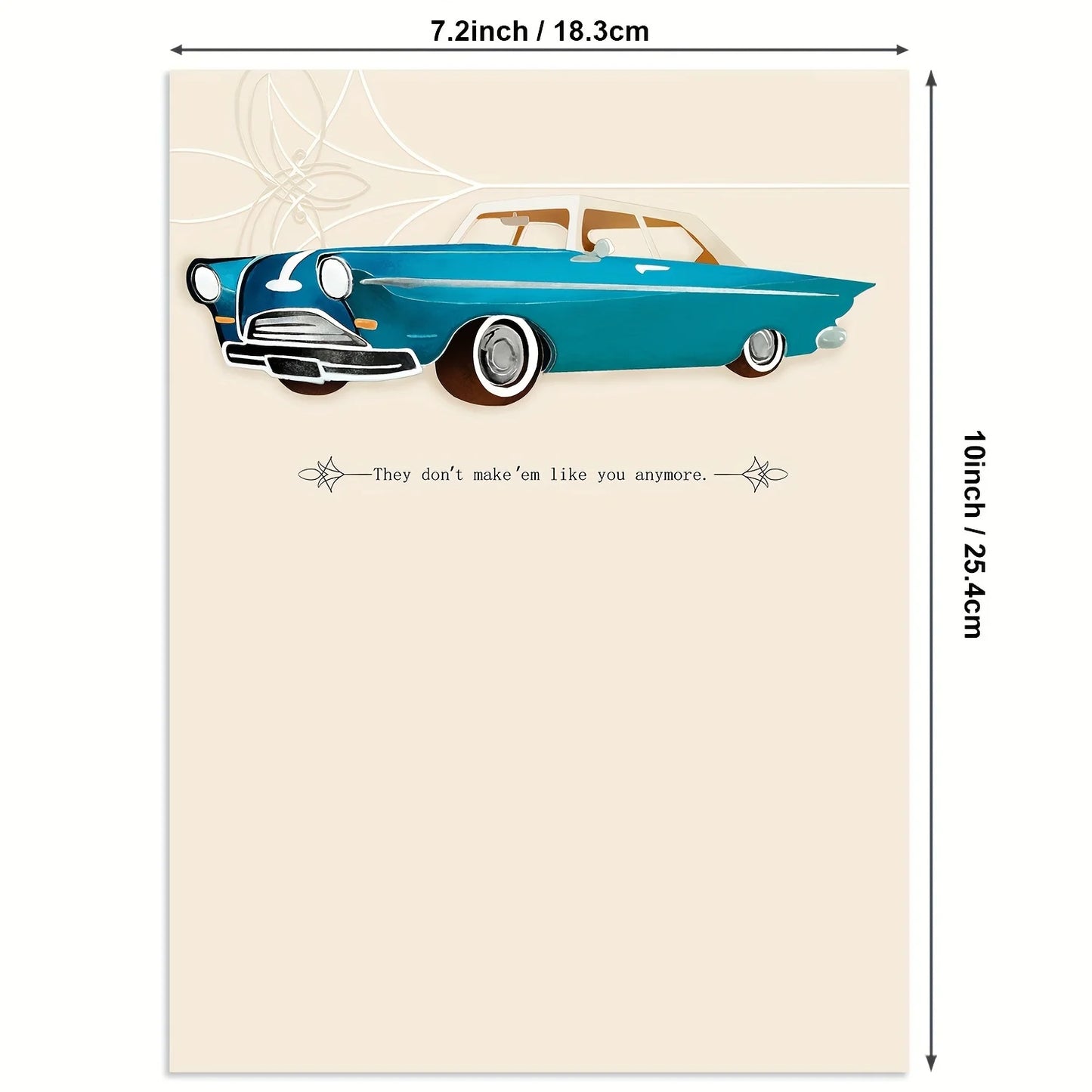 1Pcs Father's Day Card with Envelope (Vintage Classic Car, Don't Make 'Em Like You Anymore), Happy Fathers Day Card