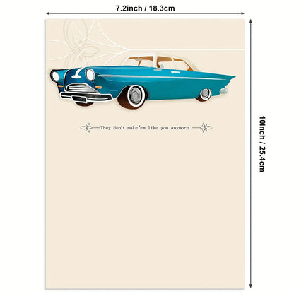 1Pcs Father's Day Card with Envelope (Vintage Classic Car, Don't Make 'Em Like You Anymore), Happy Fathers Day Card