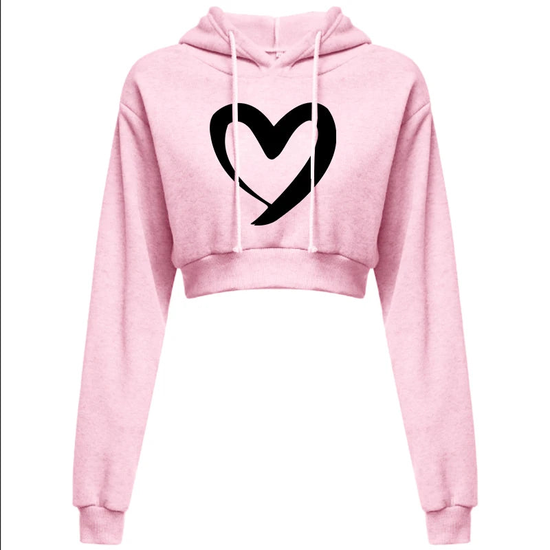 Fashion Womens Plain Crop Top Hoodie Hooded Fullength Sleeves Sweatshirt