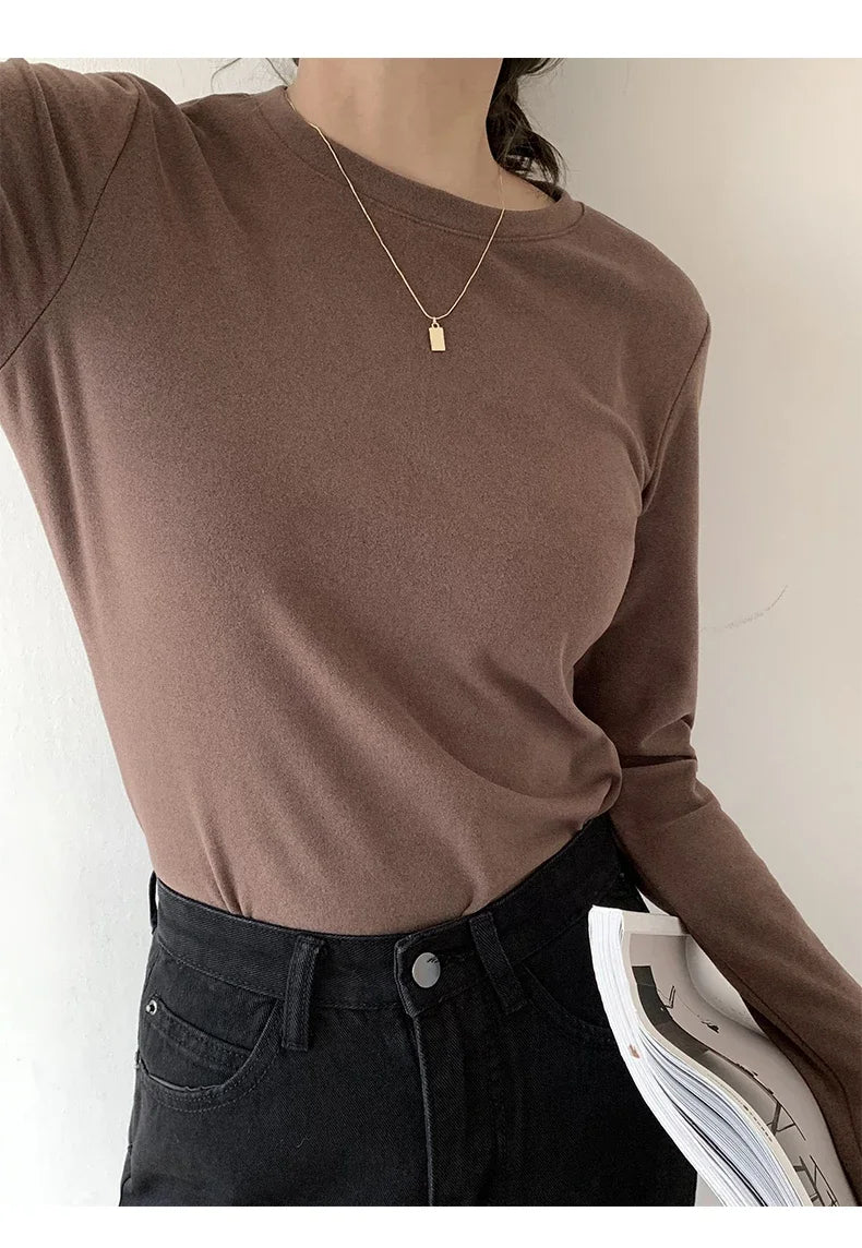 Winter Women Sweater T Shirt Women  Oversize T-Shirt Woman Clothes Female Tee Tops Pullover Long Sleeve Tube Knitted Tshirt Top