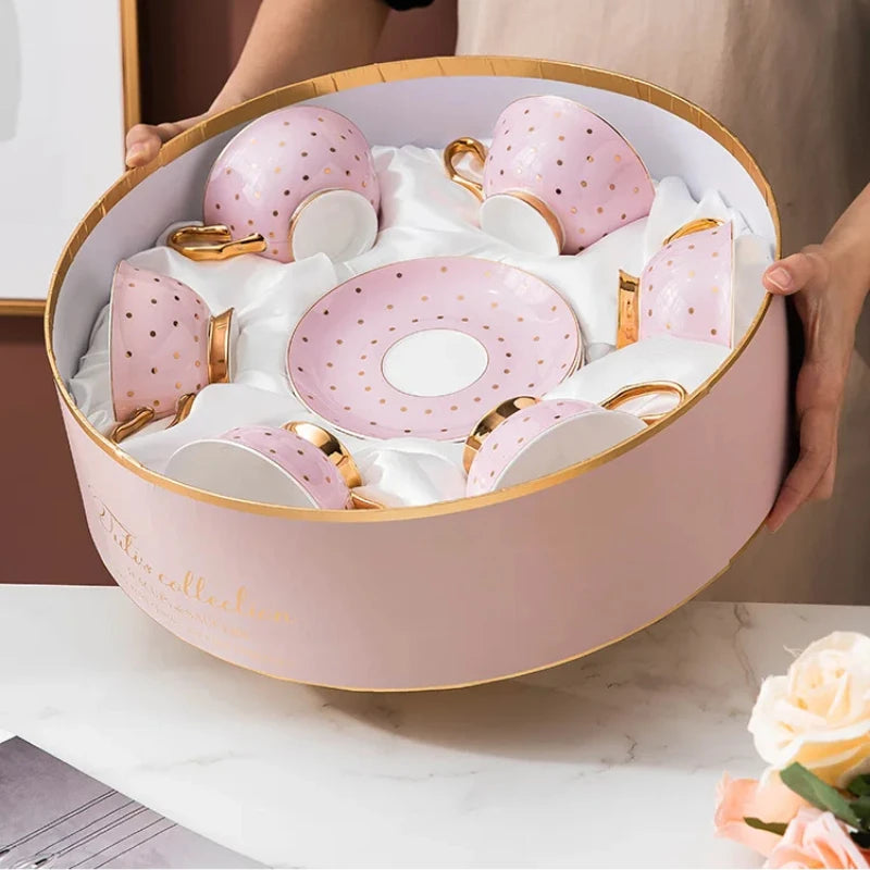 Ceramic Coffee Cup with Saucer Elegance Candy Colored Cute Girls' Afternoon Tea Mug Milk Latte Cups Luxury Ceramic Tea Cup Set