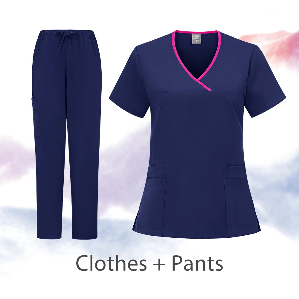 Nurse Scrubs New Fashion Medical Scrub Soft Breathable Jogger Pants Set Surgical Uniforms Woman Nursing Clinical Doctor Workwear