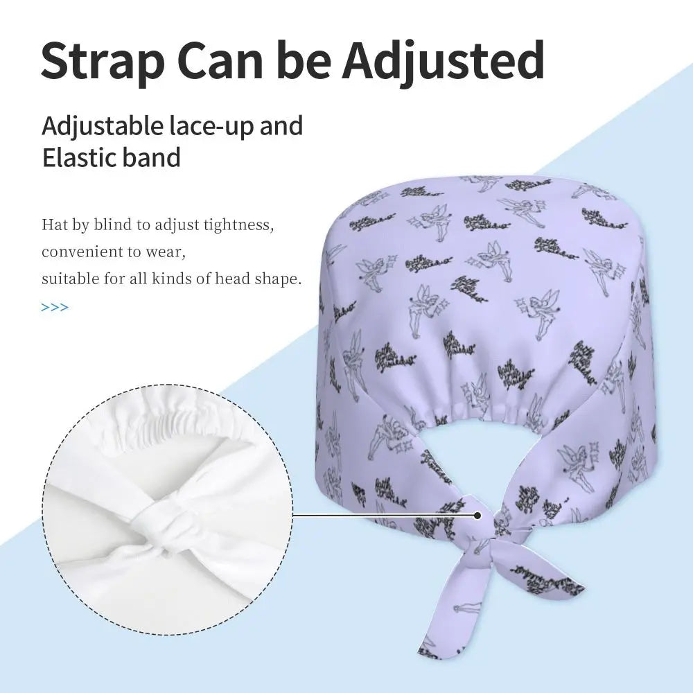 Custom Tinker Bell Breathable Nursing Work Cap Surgical Scrub Caps Unisex Nurse Medical Cap Cartoons Scrubs Hat Medical Surgical