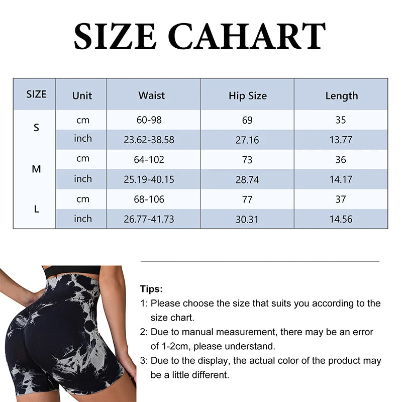 Tie-Dye Yoga Shorts for Women High Elastic Gym Shorts Push Up Sports Shorts Running Workout Fitness Women Short Sports Leggings