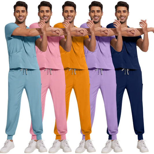 Slim Fit  Men Scrubs Sets Surgical Clothes Medical Uniforms Nurses Accessories Dental Clinic Beauty Salon Spa Workwear Clothes