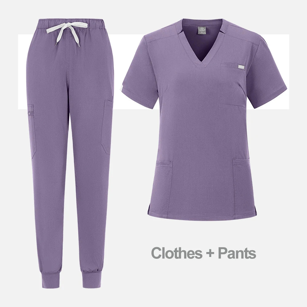 High Quality Medical Women Scrubs Sets Hospital Surgery Dental Clinic Beauty Spa Salon Lab Workwear Clothes Nurses Accessories