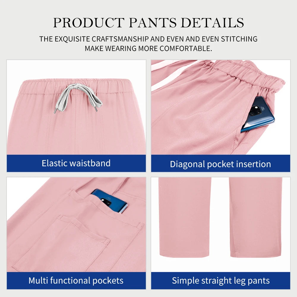 Medical Doctor Nurse Surgical Uniforms Woman Scrub Set Beauty Salon Work Wear Clinical Scrubs Top-Pants Spa Nursing Tunic Suit