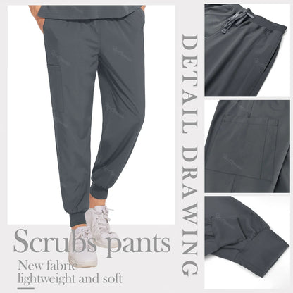 Medical Nurse Uniforms Vet Beauty Workwear Pockets Clinical Scrub Top Pant Doctor Nursing Suit Surgical Uniform Unisex Scrub Set