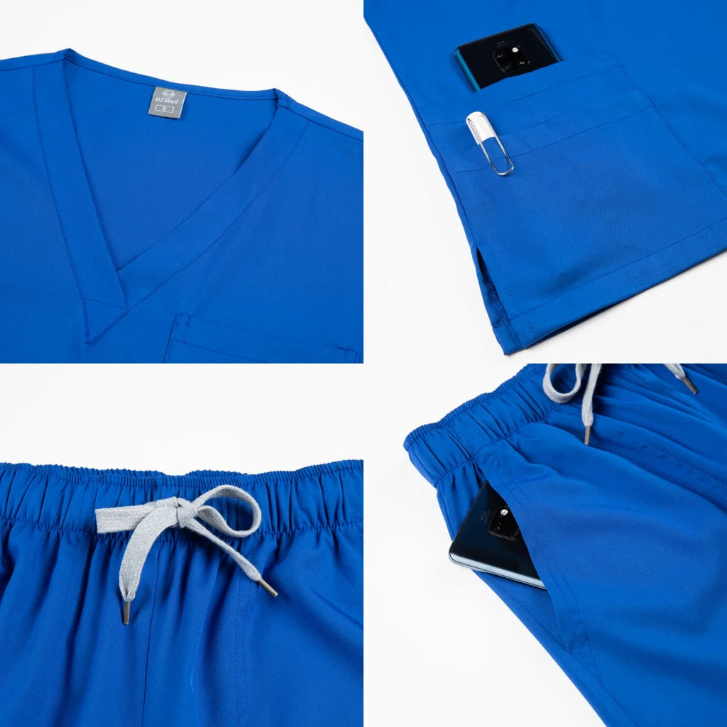 Doctor Nursing Uniforms Multicolour Jogger Suit V-neck Tops Pocket Pants Nurse Scrubs Set New Medical Clinical Clothes Women Men