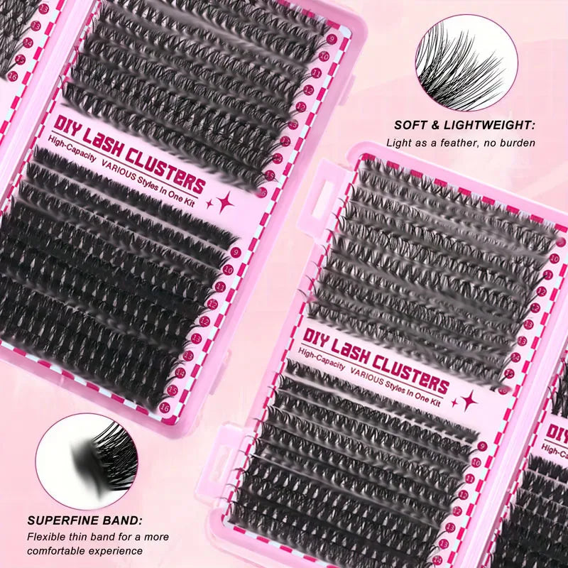 30D+40D+60D+80D False Eyelashes Set 9-16mm MIxed Individual False Eyelashes with Lash Applicators