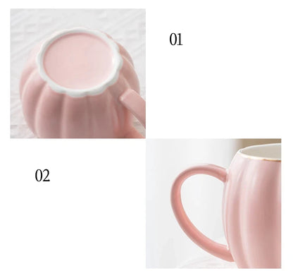 Multicolored Pumpkin Breakfast Mug Household Water Cup Ceramic Coffee Cups with Lid High Beauty Couple Oat Mugs Drinkware