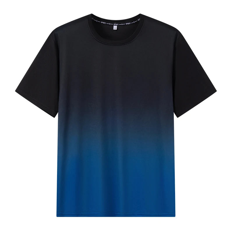 Men's T-shirt Plus Size 1XL-7XL Short Sleeves Tops Spring Summer Gradient Tees Quick Dry Men Sport Oversized Breathable T-shirt