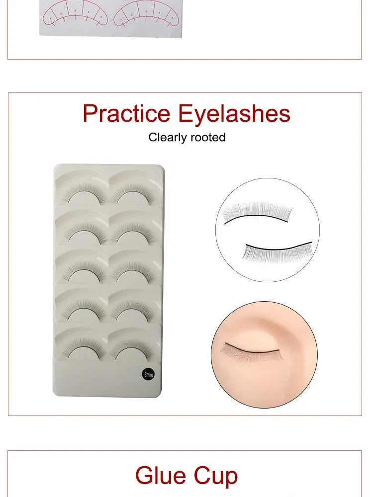 False Eyelash Extension Kit Set for Beginner Lash Brush Tweezers Glue Ring Eye Pad Eyelash Extension Supplies Lash Accessories