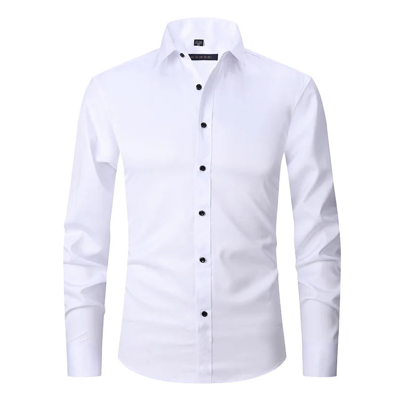 6XL 7XL 8XL Spring and Autumn Shirt Men's Long Sleeve Large Luxury Business Casual Slim Solid Color Wrinkle Free Press