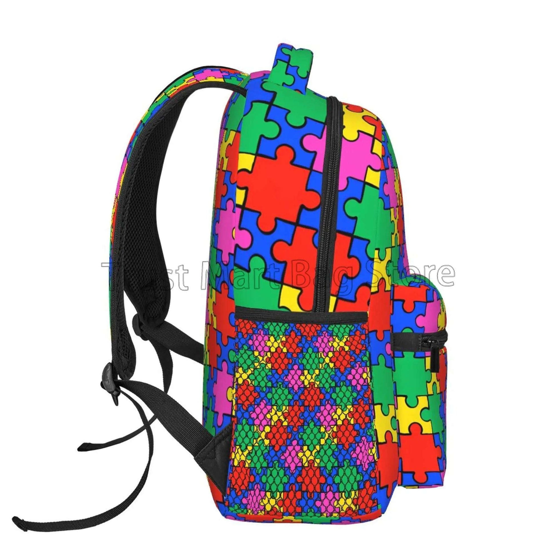 Autism Awareness Colorful Puzzle Piece Laptop Backpacks Casual Travel School Bookbag Cute Toddler Backpack for Boys Girls Adults