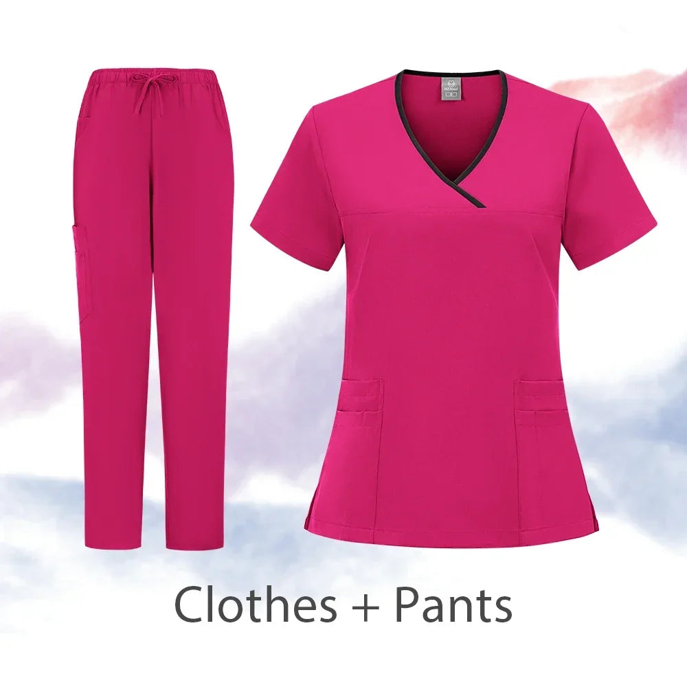 Nurse Scrubs New Fashion Medical Scrub Soft Breathable Jogger Pants Set Surgical Uniforms Woman Nursing Clinical Doctor Workwear