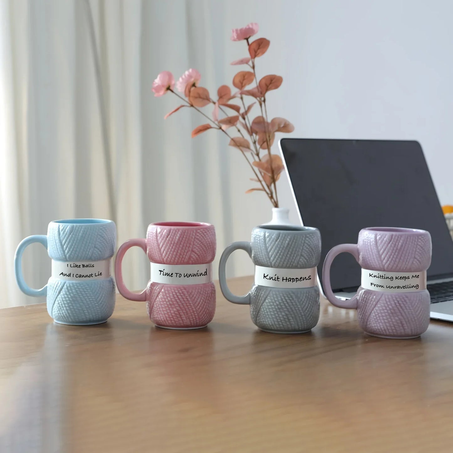 New Unique Knitting Style Mug 425ml Colorful Coffee Cup Insulated Water Cup Girl Christmas Holiday Gift Household Necessities