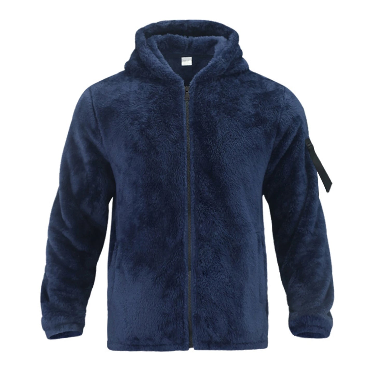 Winter Men'S Casual Loose Double-Sided Velvet Jacket Solid Color Zipper Hooded And Warm Jacket Suitable For Daily Wear
