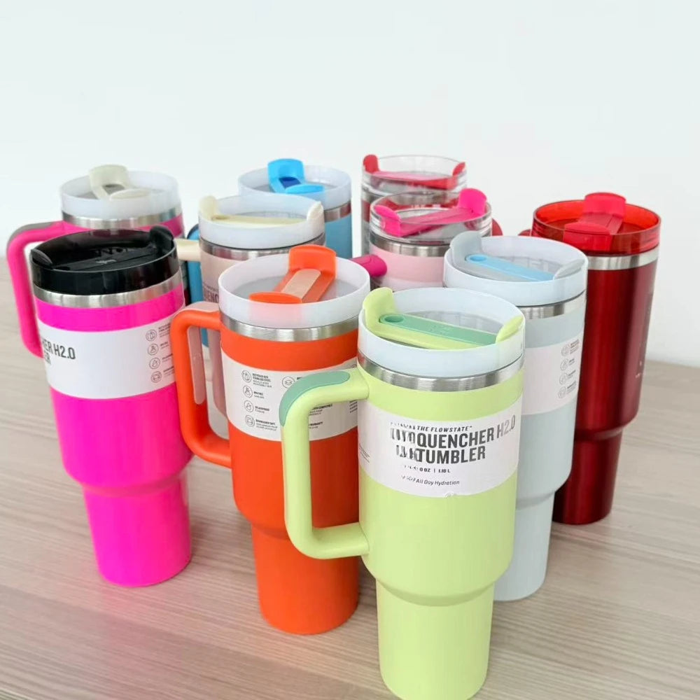 40oz Stainless Steel Vacuum Mug Double-Wall Insulated Travel Cup with Handle Straw Lid for Hot And Cold Beverages