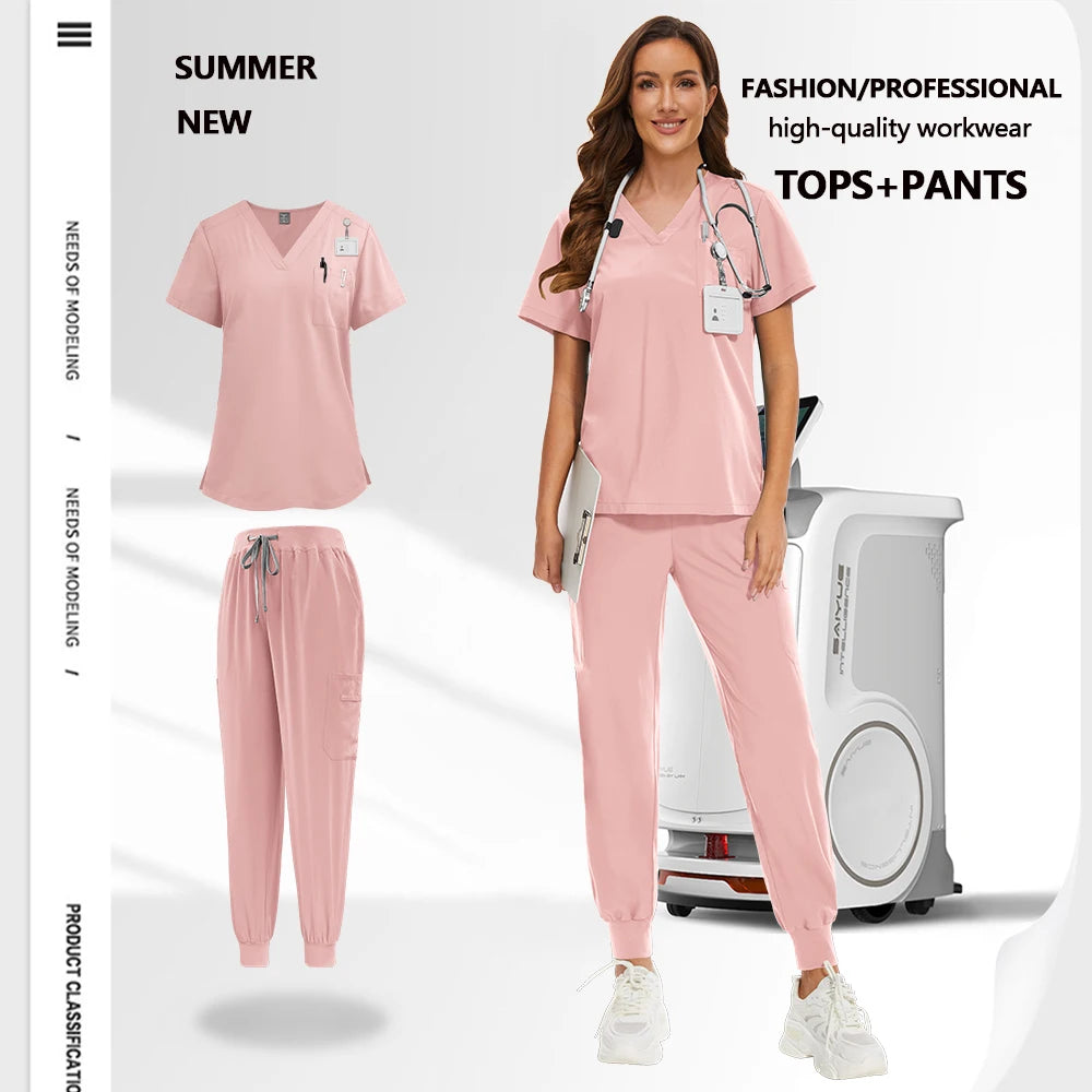 Work Clothes Woman Men Soft Summer Medical Uniform Doctor Surgery Workwear