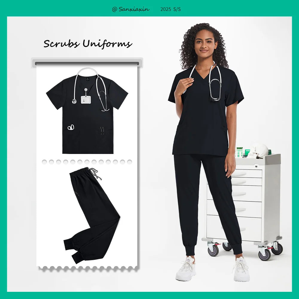 Hospital Scrubs Sets Doctor Nursing Uniform Suit for Male Female Dental Clinic Supplies Nurse Uniforms Women Medical Accessories