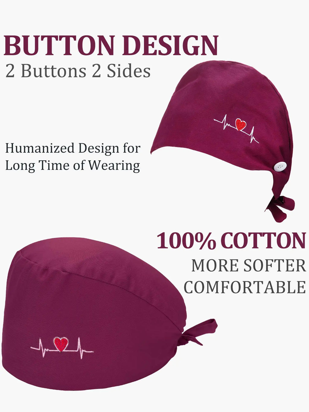 Solid color scrub cap with button pet grooming working Caps surgical cap Lab work hat womens Scrub hats nurse accessories