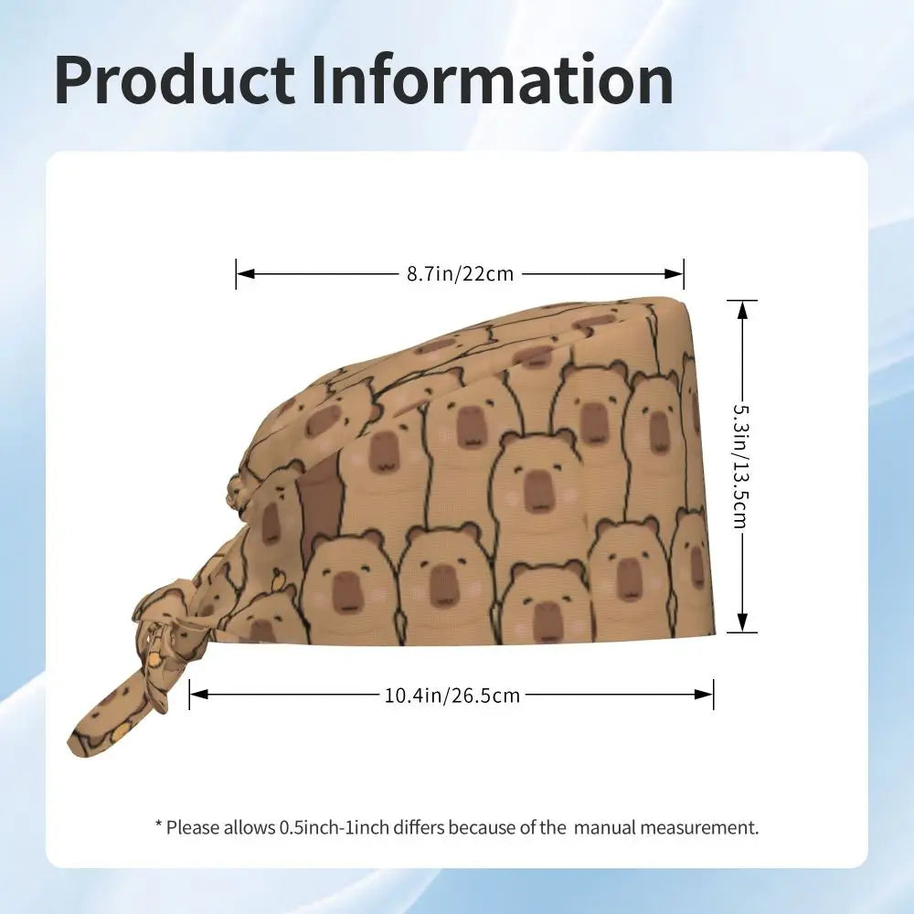 Custom Cartoon Capybara Medical Staff Scrubs Hat Women Men Comic Doctor Nursing Surgical Cap Scrub Caps