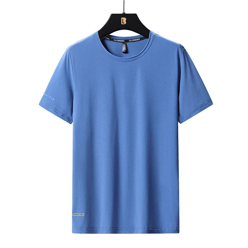 High-Quality Ice Silk T-Shirts Men Plus Size 8XL Male Tshirt Man Tee Shirt Breathable Wearing Tee Tops Running Fast Shipping