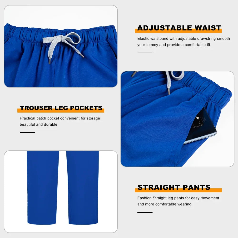 New Scrubs Set Medical Uniforms Stretch Scrub Tops With Pocket Pants Nurse Uniform Doctor Surgery Overalls Beauty Salon Workwear