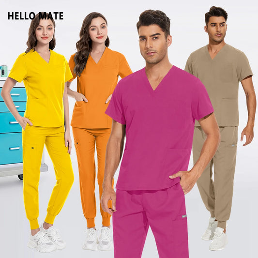 Scrub Set For Men Women Premium Nurse Uniform Medical Jogger Set Hospital Accessories Dental Clinic Lab Workwear Scrub Top Pants