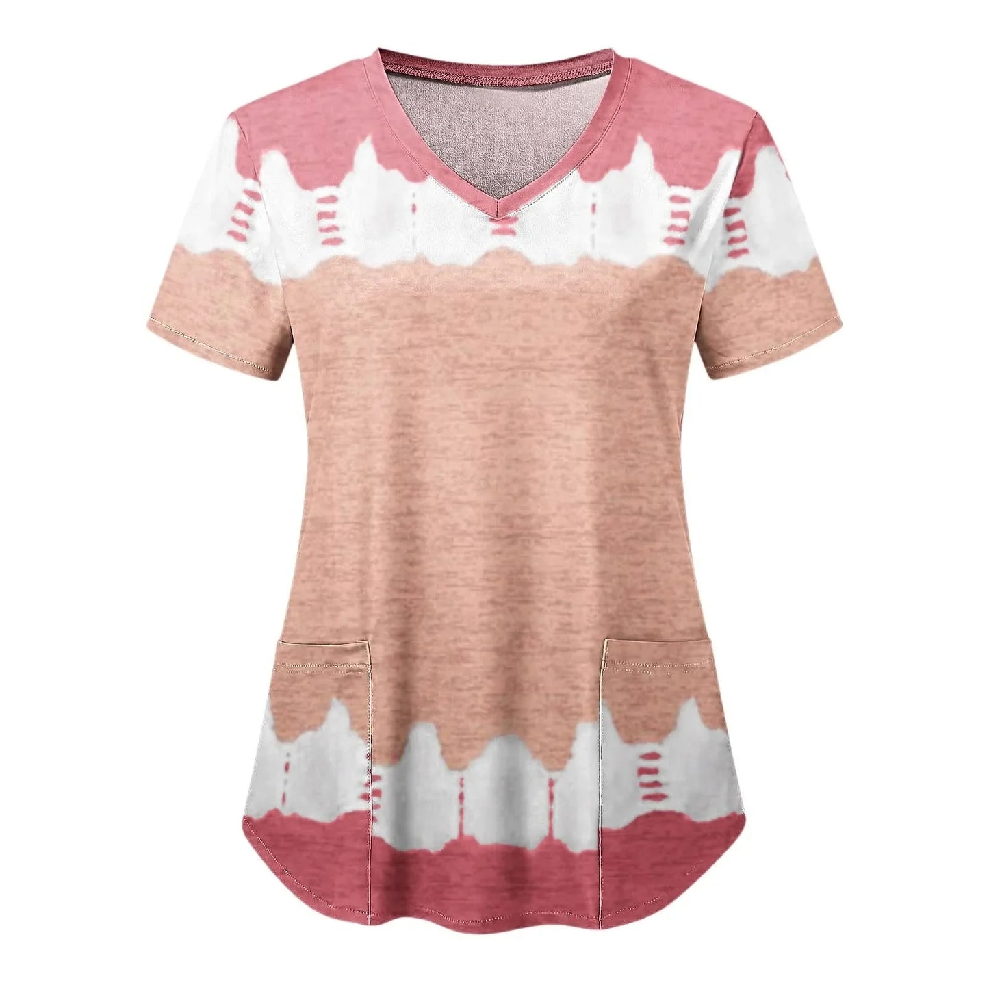 Women Nurse Uniform Medical Scrubs Flower 3d Print V-Neck Pocket Medical Uniforms Cartoon Nursing Scrubs Short Sleeve Pocket Loo