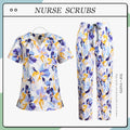 Scrubs Uniform Woman Cotton Print Scrub Healthcare Scrubs Women Fashion with Pockets Short Sleeve Nurse Uniform Tops Pants Sets