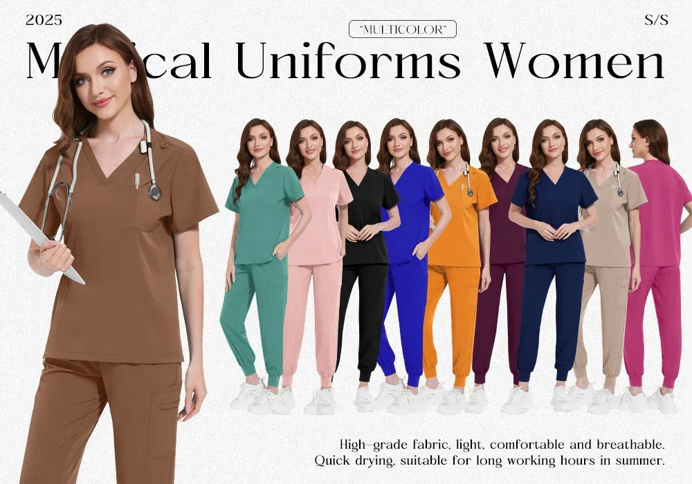 Beauty Salon Work Set Operating Room Scrub Nursing Uniforms with Antibacterial Wrinkle Doctor Medical Workwear Nurse Accessories