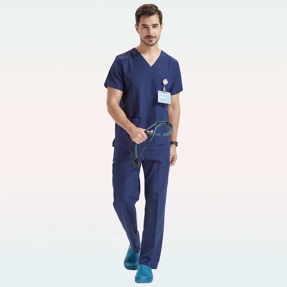Men's Medical Scrubs Sets Hospital Nursing Uniforms Breathable Sanitary Clinical Aesthetic Nurse Suits Doctor Workwear 8020-02