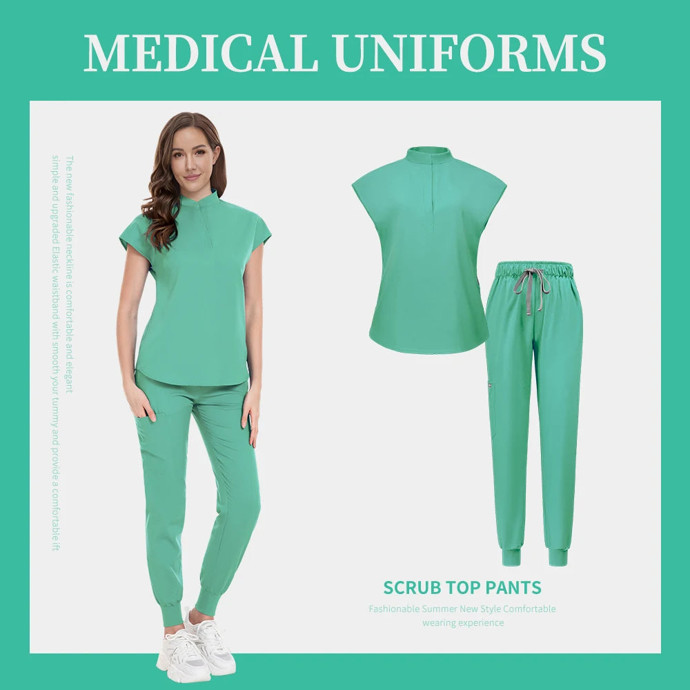 Fashion Scrub Uniforms Sets Beauty Salon Uniform Pet Dental Clinic Doctor Nurse Suits Nursing Scrubs Top Hospital Uniforms Women