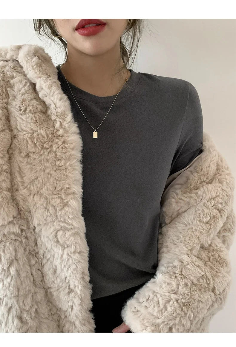Winter Women Sweater T Shirt Women  Oversize T-Shirt Woman Clothes Female Tee Tops Pullover Long Sleeve Tube Knitted Tshirt Top
