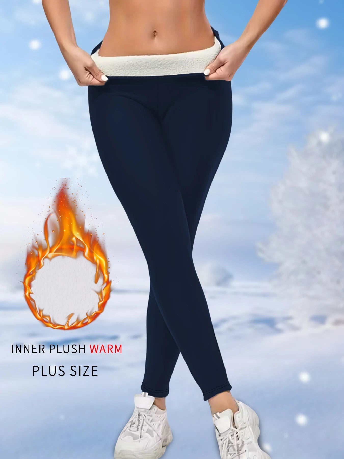 Plus Size High waisted winter leggings with fleece lining for women. with perfect for running, yoga and cold weather workouts