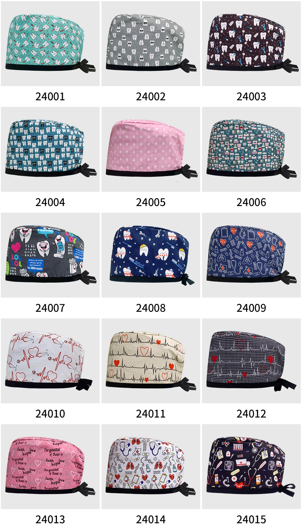 Scrub Cap Printed Cotton Beauty Salon Surgeon Cap Dental Clinic Nursing Hat Women Men Surgical Caps Wholesale Nurse Accessories